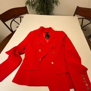 Fate Size M Womens Wool Lama Blazer Buttons Red